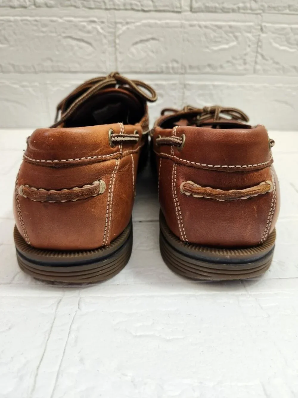 Rockport Adiprene by Adidas Boat Shoes Men Size 11 Brown Leather Lace-Up Preppy